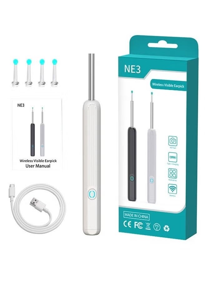 JOYFOCUS - Wireless Ear Endoscope 1296P HD with LED Light for iPhone, iPad, Android Phones (White) - Image 1