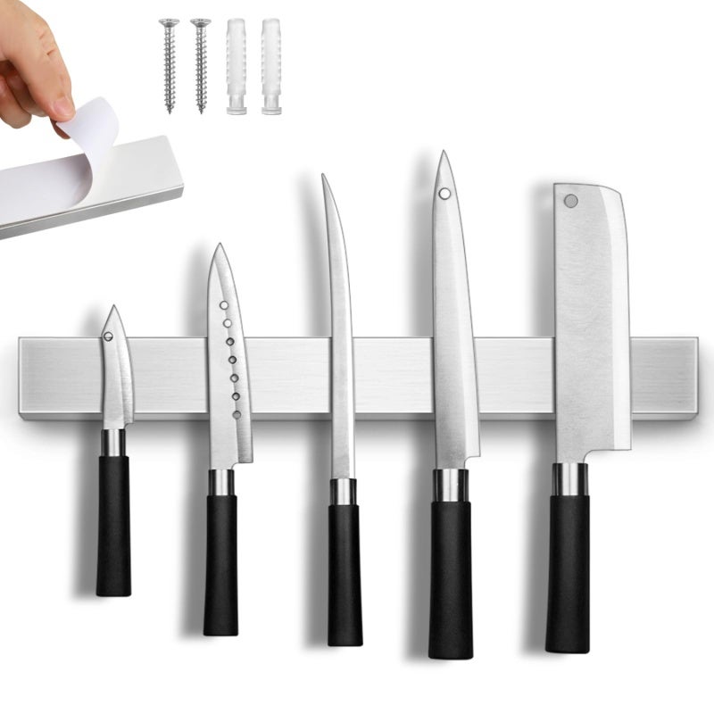 Magnetic Knife Bar 25*4*1.5cm Strong Magnetic Force - 304 Stainless Steel Rust-Resistant Space-Saving Holder for Home Kitchen Countertop Refrigerator - Image 1