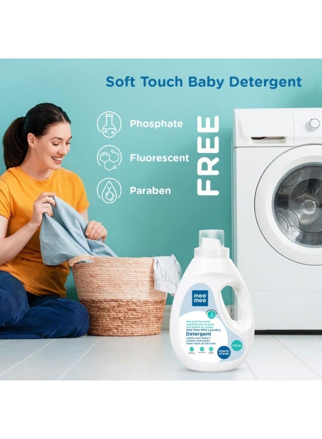 Mee Mee Baby Liquid Detergent 1.5 L | Ph balanced, Free from Harsh Chemicals, Safe for Mother's Hands & Baby's Skin | Anti-Bacterial, Removes Stains & Odor with One Drop, Hypoallergenic - Image 2