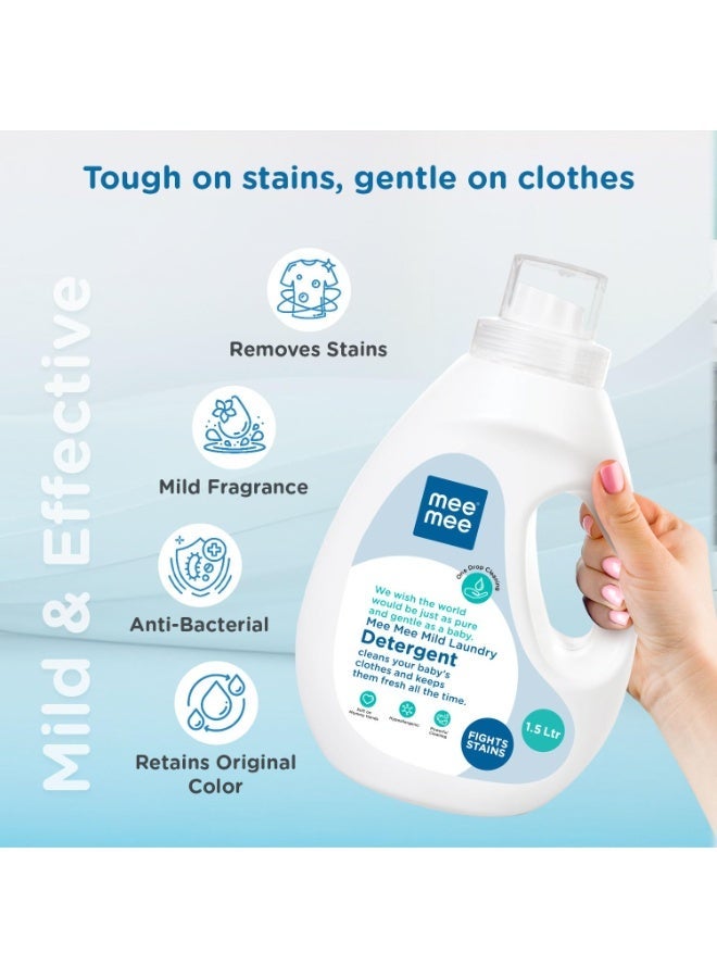 Mee Mee Baby Liquid Detergent 1.5 L | Ph balanced, Free from Harsh Chemicals, Safe for Mother's Hands & Baby's Skin | Anti-Bacterial, Removes Stains & Odor with One Drop, Hypoallergenic - Image 3