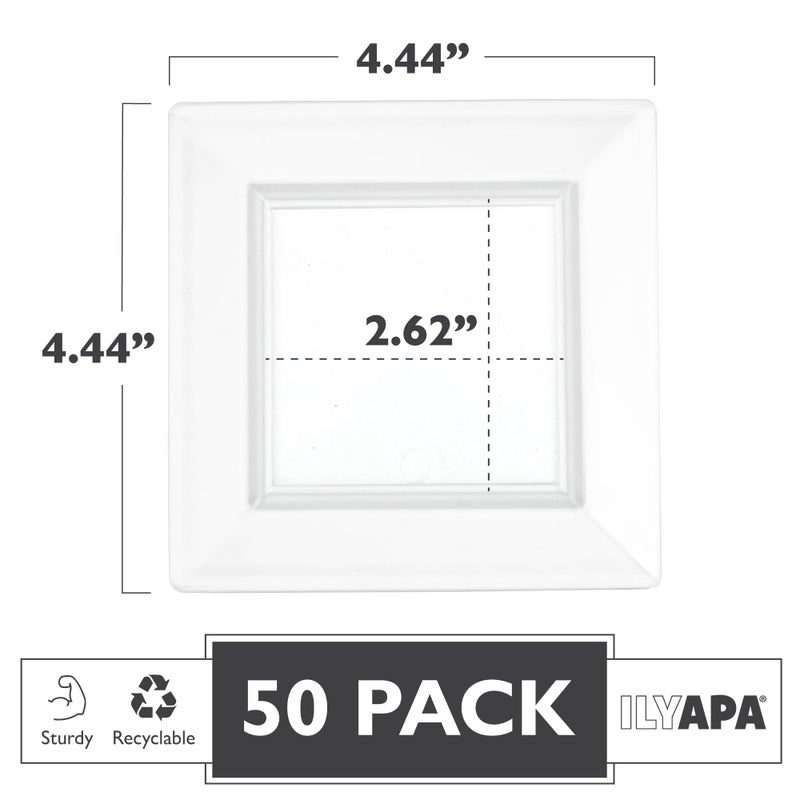 Ilyapa 50 Pack 4 Inch Disposable Dessert Plates  Plastic Clear Party Sets for 50 Guests  Clear Appetizer  Cake Plates 4""  Party & Dinner Accessories  Square - Image 2