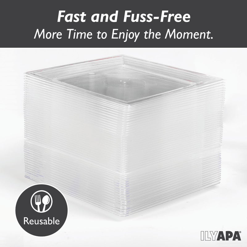 Ilyapa 50 Pack 4 Inch Disposable Dessert Plates  Plastic Clear Party Sets for 50 Guests  Clear Appetizer  Cake Plates 4""  Party & Dinner Accessories  Square - Image 5