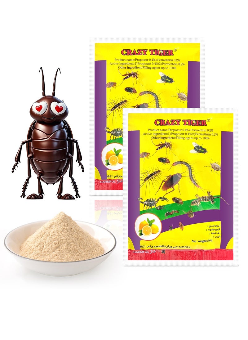 CRAZYTIGER - 2 Pack Highly effective cockroach insecticide powder, rapid cockroaches Bedbugs Termites Ants killing, suitable for both home and commercial use - Image 1