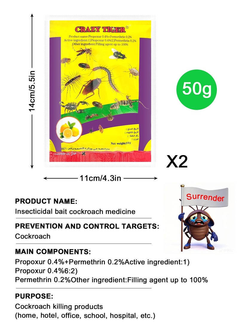 CRAZYTIGER - 2 Pack Highly effective cockroach insecticide powder, rapid cockroaches Bedbugs Termites Ants killing, suitable for both home and commercial use - Image 1