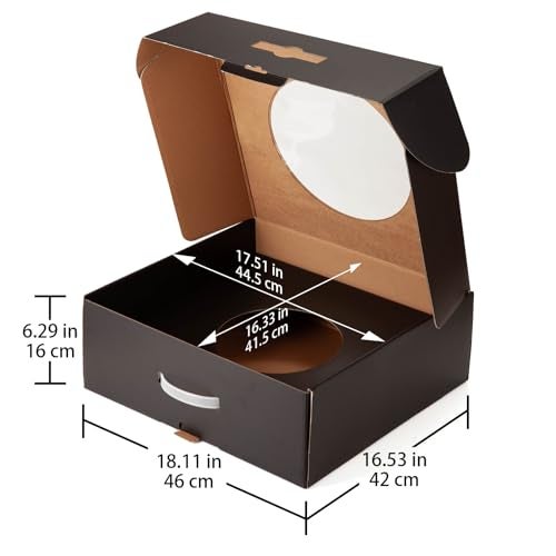 LADYBRO Large Hat Box Gift Box Hat Carrier Wide Brim Felt Straw Panama Fedora Cowboy Hats Protecter Organizer Holder Clear Window Display Storage Portable, Black 18.1 * 16.5 * 6.3" - Image 3