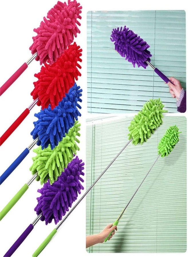 SEIWEI Microfiber Mini Duster Cleaning Brush Dust Cleaner Hand Duster Extendable Handle Soft Fans for Indoor Home Ceiling Cleaning (Red) - Image 3