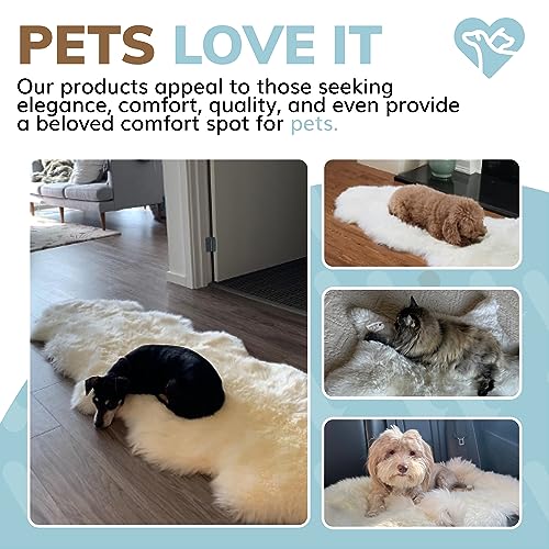 WaySoft New Zealand Sheepskin Area Rug – Genuine Fluffy Wool, Multiple Sizes, Bedroom or Living Room Decor(2ft x 3ft,Ivory) - Image 5