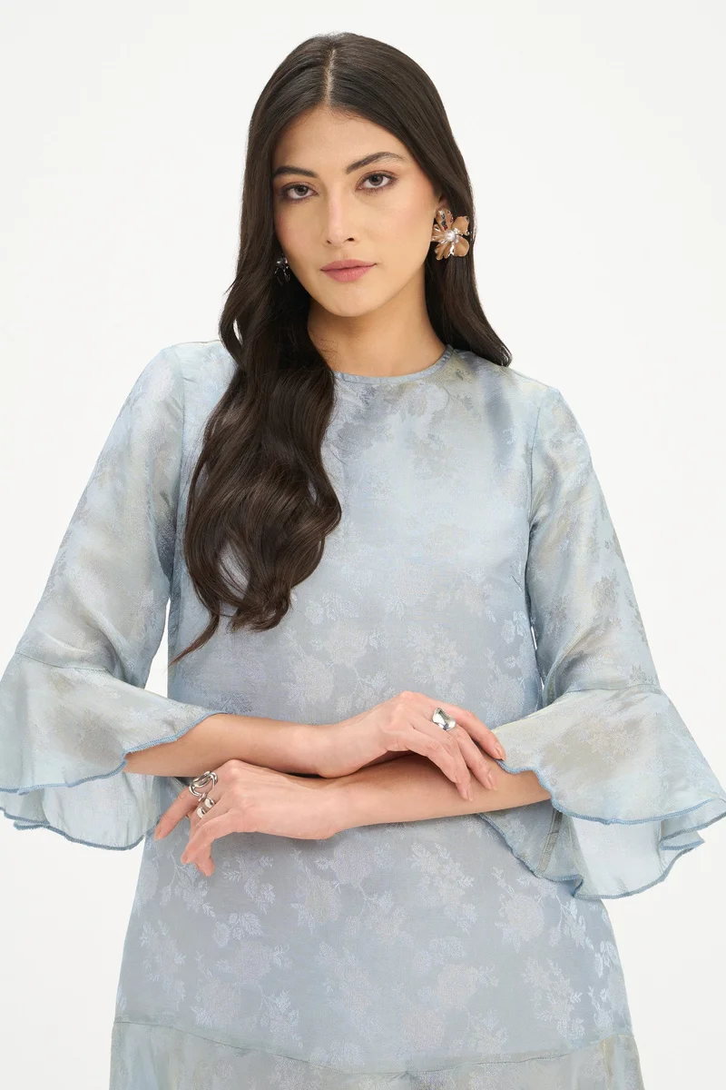 Virgio  Self Design Viscose Flounce Sleeve Mini Dress for Women for Women | Best Price UAE