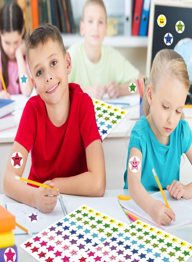 Leezead 1800Pcs Star Stickers, 1 Inch Happy Smile Face Stickers Colorful Mini Incentive Reward Sticker Round Behavior Chart Sticker for Shcool Classroom Students Teachers Supplies - Image 5