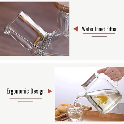 VISMII Glass Water Jug with Stainless Steel Lid & Handle Transparent Beverage Carafe for Home Office Etc Pitcher for Serve Water Juice Borosilicate Jug (Pack of 1) (1.8 Liter) - Image 3
