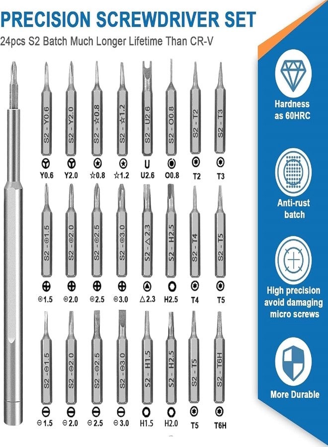 Self Lub 24 in 1 Precision Screwdriver Set | Mini Magnetic Screwdriver Kit with Steel Bits | Repair Tool Kit for Mobile, Laptop, PC, Tablet, TV, Watch & Electronics (24 in 1 Screwdriver) - Image 2