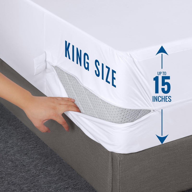 Utopia Bedding Utopia Bedding Zippered Mattress Encasement King, 100% Waterproof Bed Bug and Dust Mite Proof Mattress Protector, Absorbent Six-Sided Mattress Cover (Pack of 2)  - Image 3
