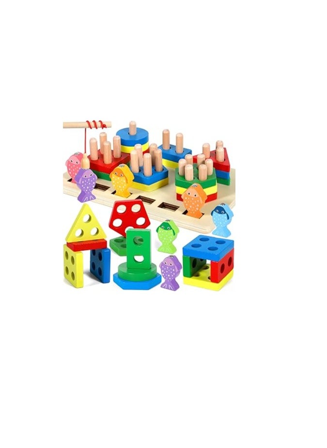 Generic - “Multifunctional wooden educational toy - Learn to hunt, distinguish colors, sort shapes - Montessori early learning tools for children” - Image 1