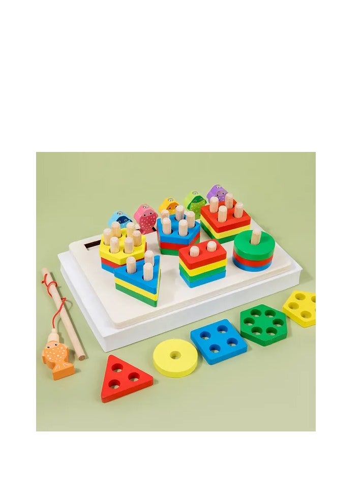 Generic - “Multifunctional wooden educational toy - Learn to hunt, distinguish colors, sort shapes - Montessori early learning tools for children” - Image 1