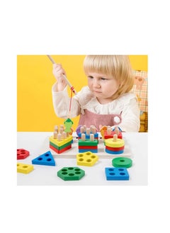 Generic “Multifunctional wooden educational toy - Learn to hunt, distinguish colors, sort shapes - Montessori early learning tools for children”  - Image 3