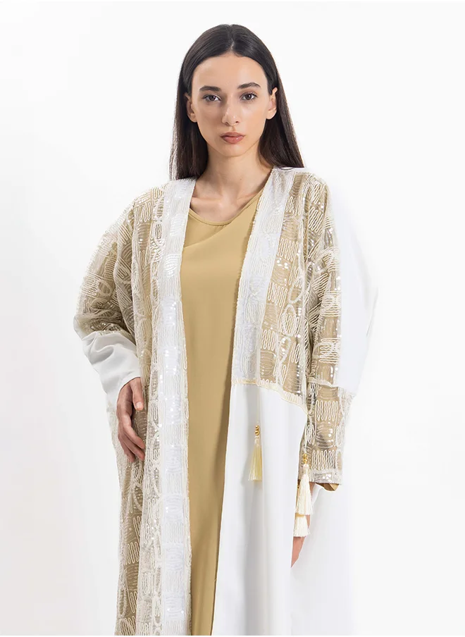 SHAPES EMBROIDERED DETAILED ABAYA WITH DRESS