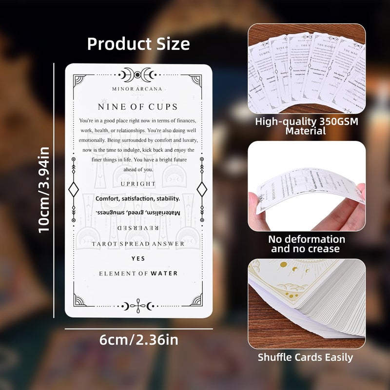 GINCEVHY 78 Clear Text Pattern Tarot Cards, Classic Tarot Learning Deck Fortune Telling Game with Meanings on Them for Beginner - Image 3