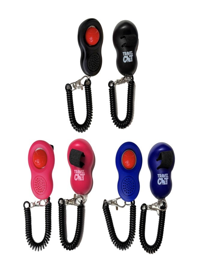 Your Cat Backpack TRAVEL CAT Clicker Training Kit - 3 Pack Cat and Puppy Training Clicker with Button and Wrist Strap for Cats Behavior, Rewards Training - Red, Blue and Black Pet Training Clicker with Loud Click Sound - Image 2