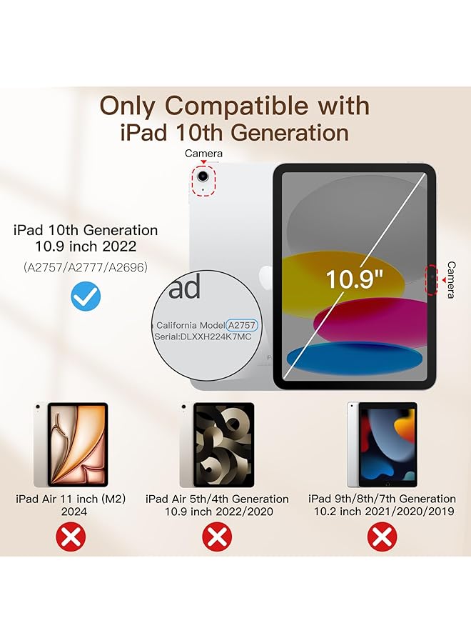 جي تيك حافظة مغناطيسية لجهاز ايباد 10 10.9 انش موديل 2022 الجيل العاشر مع غطاء رفيع مغناطيسي مع خاصية الاستيقاظ والنوم التلقائي باللون الاسود - Image 2