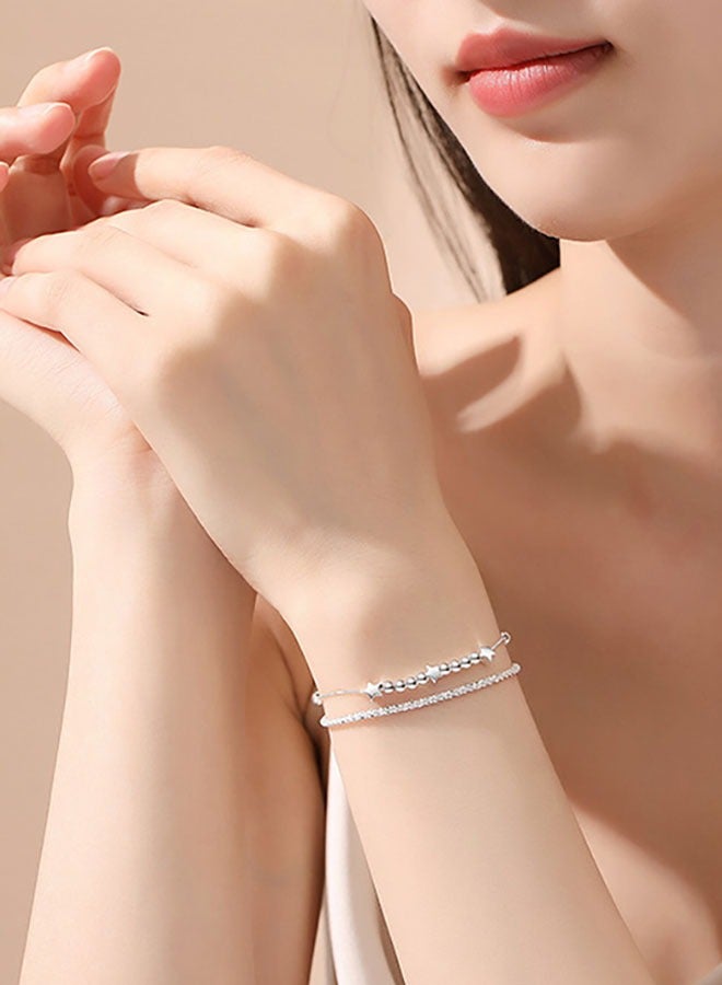 وهاواي 925 Sterling Silver Bracelet for Women Adjustable Hanging Pieces Bracelet & Bangles Birthday Mothers Day Jewelry Gifts for Mom Girlfriend Length 15.5+4cm - Image 1