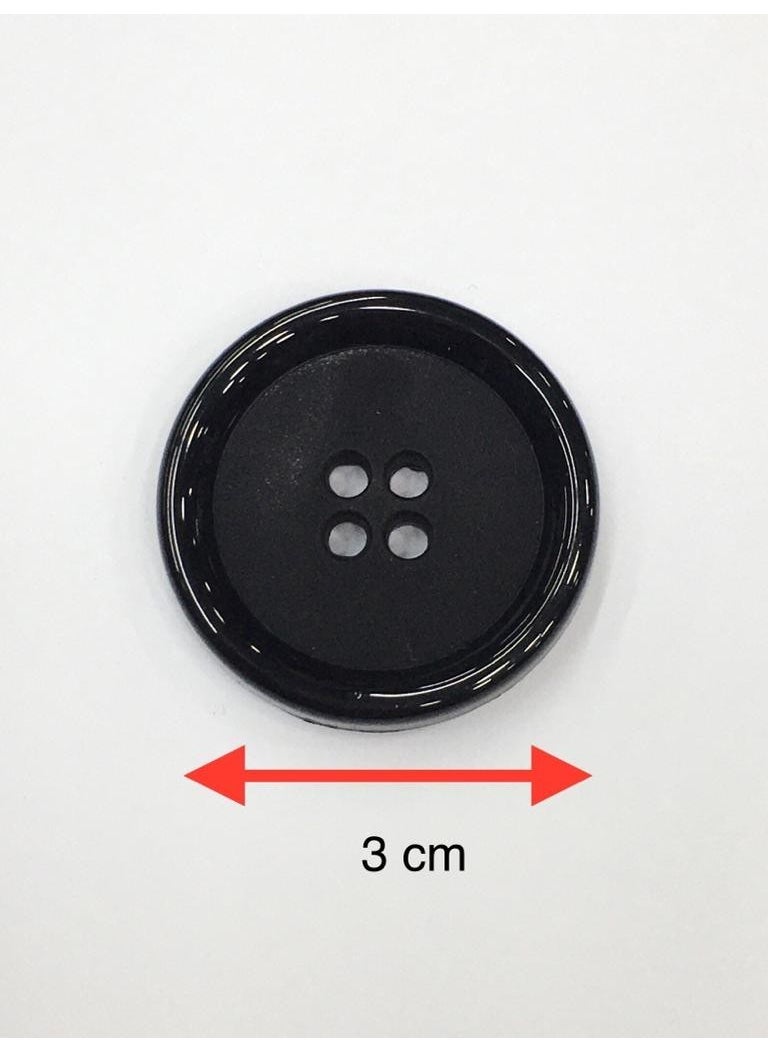 Karan Tuhafiye - Karan Haberdashery Coat Button Italian Button 6 Piece Set Black 3 cm - Image 1