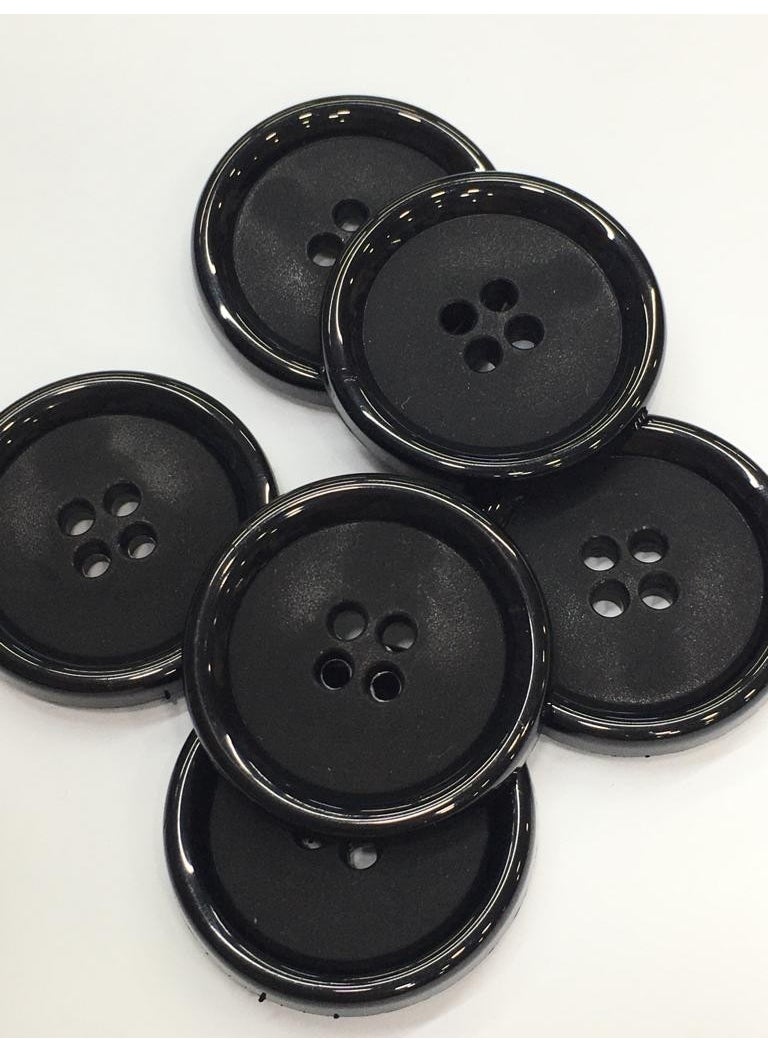 Karan Tuhafiye - Karan Haberdashery Coat Button Italian Button 6 Piece Set Black 3 cm - Image 1