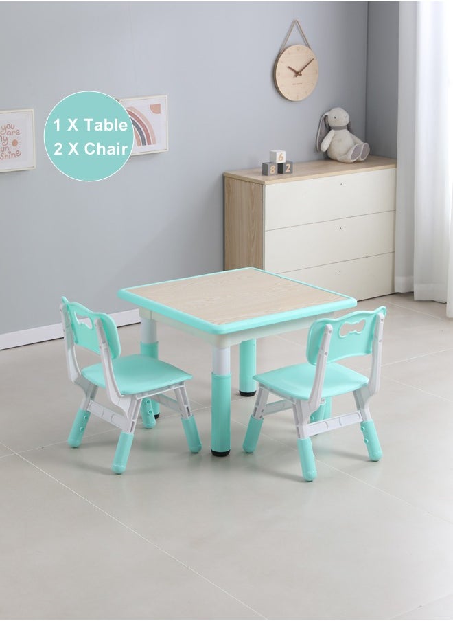 JSAITOYS 3-Piece Modern Style Study Table Chair Set Toddler Nature Wood Plastic Kids Desk And Seat Set For Kids Bedroom Schools  - Image 1