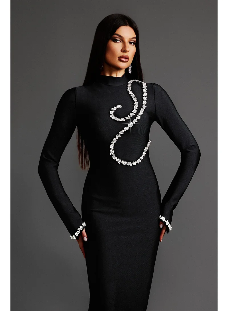 Bella Barnett Hutuny Diamond Setting Long Sleeve Bandage Maxi Dress
