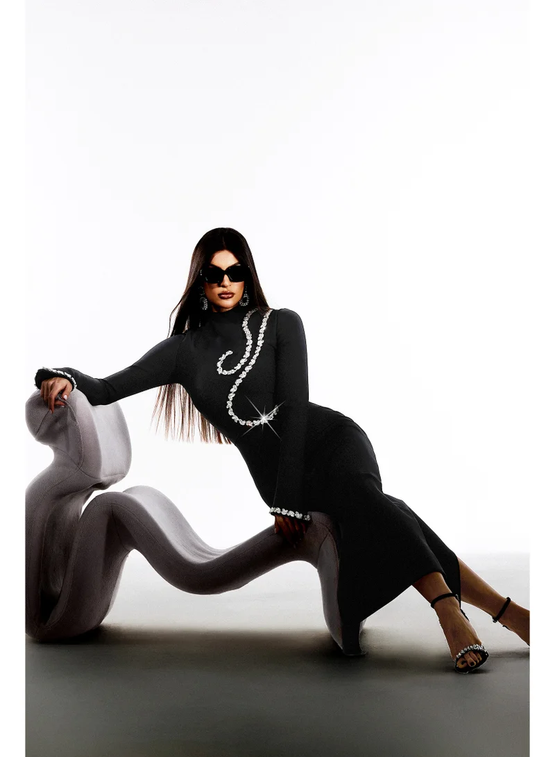 Bella Barnett  Hutuny Diamond Setting Long Sleeve Bandage Maxi Dress for Women | Best Price UAE