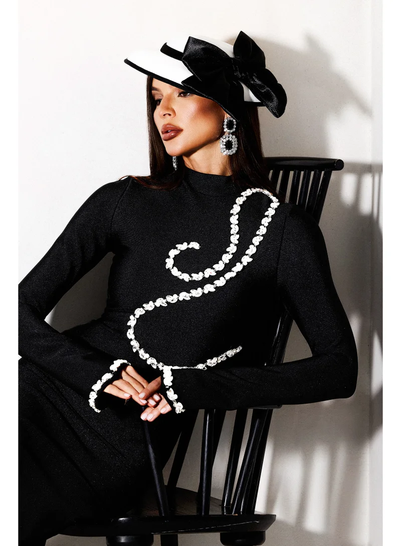 Bella Barnett  Hutuny Diamond Setting Long Sleeve Bandage Maxi Dress for Women | Best Price UAE