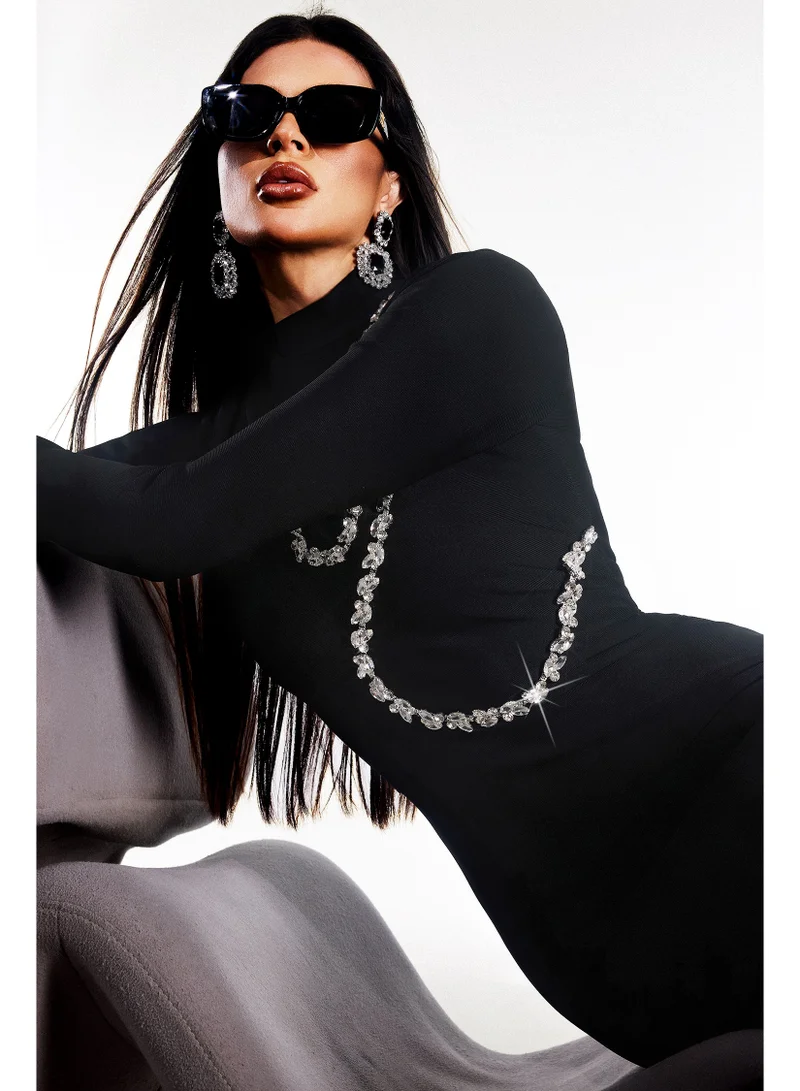 Bella Barnett  Hutuny Diamond Setting Long Sleeve Bandage Maxi Dress for Women | Best Price UAE