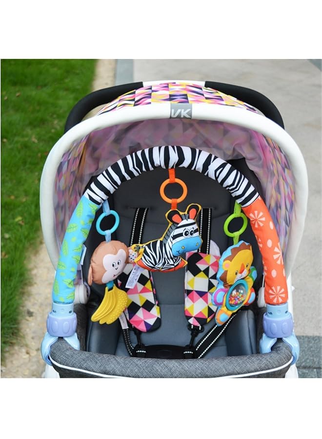 إيروريكس عربة أطفال للسفر مزودة بقوس للعب، ملحق من القماش، لعبة حيوانات، وشريط أنشطة مع خشخيشة - Image 5