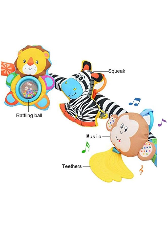 إيروريكس عربة أطفال للسفر مزودة بقوس للعب، ملحق من القماش، لعبة حيوانات، وشريط أنشطة مع خشخيشة - Image 2