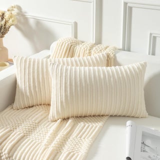 Kevin Textile Set of 2 Oblong Pillow Covers Plush Striped Corduroy Velvet Rectangular Lumbar Throw Pillow Case 12x20 Cushion Cover for Chair 30 x 50cm Creamy White - pzsku/Z87E759244EC7C51EB3A2Z/45/1749491888/3639d9fd-49da-4f25-91ae-73fe4fdfc4bf