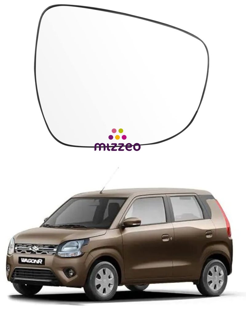 MIZZEO Premium Car Rear View Side Mirror Glass (Right/Driver Side) Compatible with Maruti Suzuki Wagonr VXI/ZXI (2019-2022) - Image 1