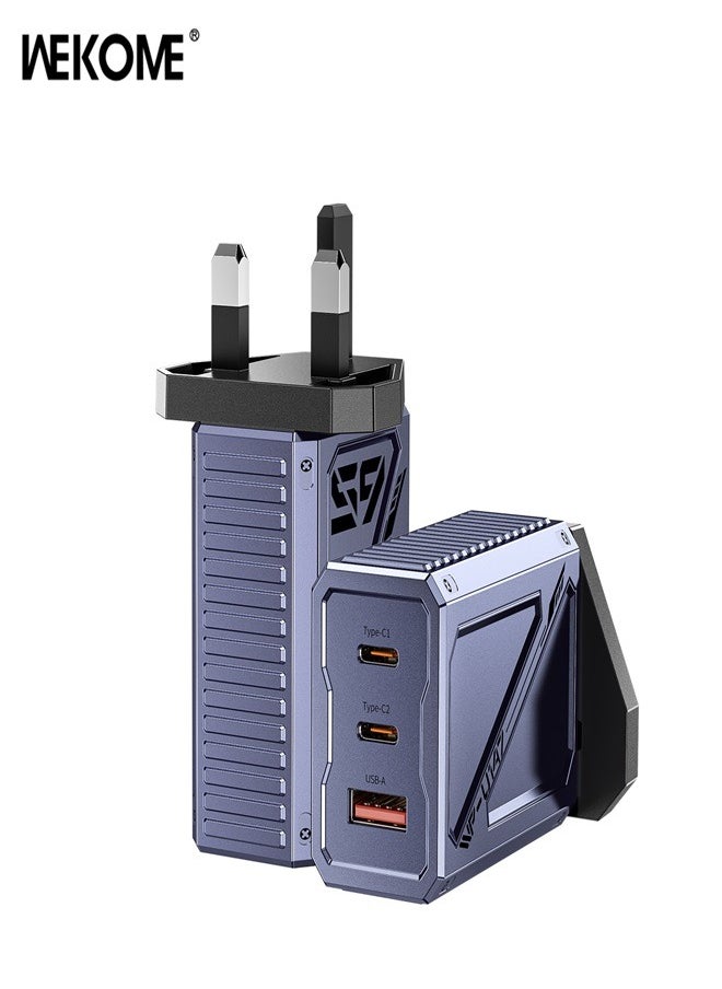 WEKOME - Wekome 65W USB C Charger 3 Ports  GaN Laptop Charger Type C Fast Wall Charger Plug Compatible With MacBook Pro Air HP Dell Lenovo iPad Pro Air iPhone 16 15 Pro Max Galaxy S24 23 Apple Watch - Image 1
