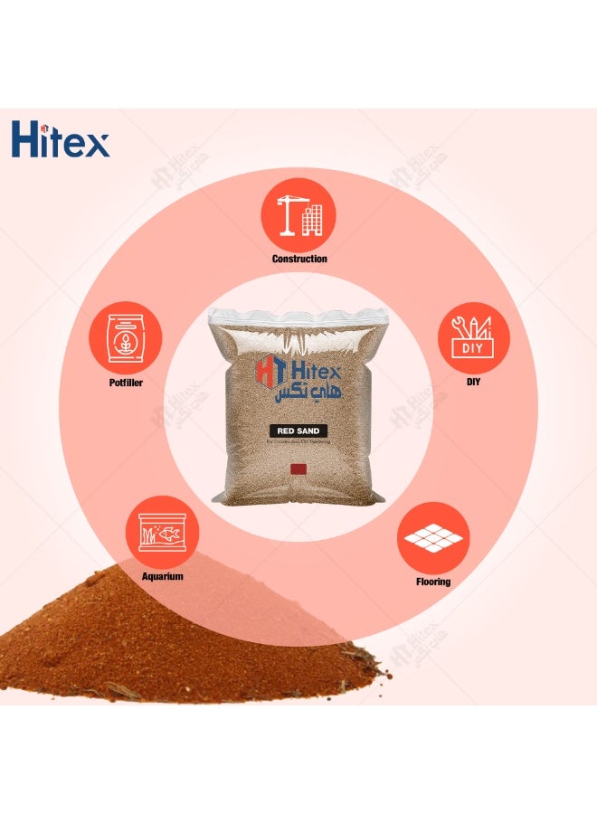 هيتكس رمل أحمر طبيعي متعدد الاستخدامات، للحرف اليدوية، والبناء، والديكور، وحشو المزهريات، والعلاج، والمشاريع المنزلية، والأرضيات، ومزيج التربة للنباتات العضوية، والديكور الداخلي والخارجي | 10 كجم - Image 2