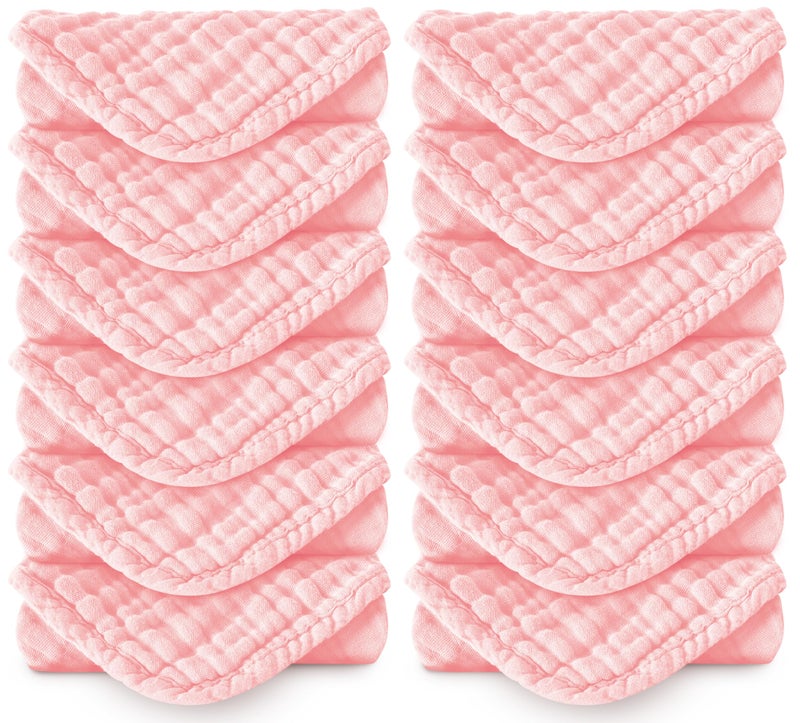 Spotted Play Muslin Burp Cloths 100 Cotton Large 20x10 Extra Soft and Absorbent Baby Wash Cloths Spit Up Rags Baby Burping Cloth for Boys Girls Items12 Pack Pink - Image 3