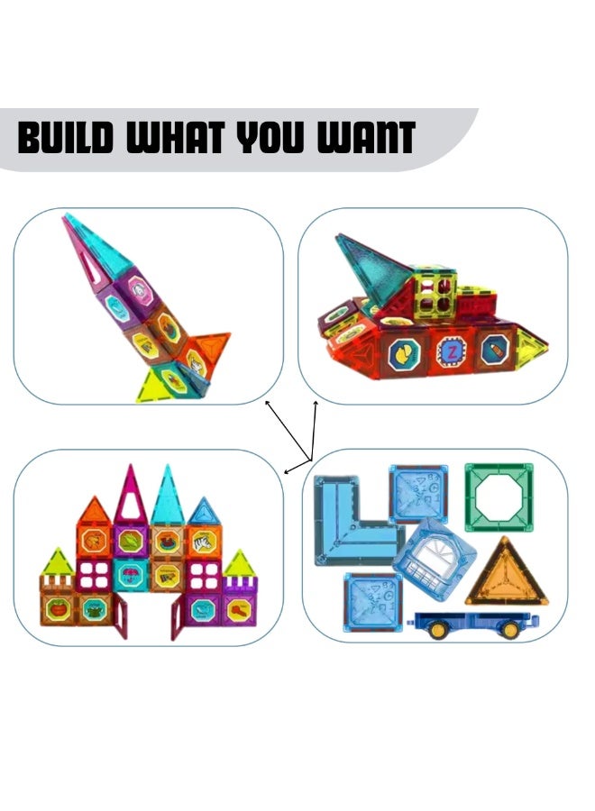 يوماچ مجموعة مكعبات بناء مغناطيسية من يوماج، ١٠٠ قطعة، مع سيارتين للأطفال، ألعاب تعليمية معتمدة في مجالات العلوم والتكنولوجيا والهندسة والرياضيات، هدية تعليمية إبداعية، تُحفز الإبداع والخيال، مجموعة متقدمة. (١٠٠ قطعة) - Image 3