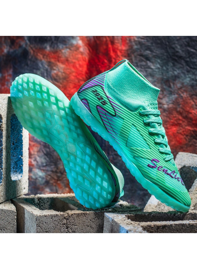 New High-top Soccer Cleats Long Studs Men's And Women's Soccer Shoes Grass Field Student Training Shoes