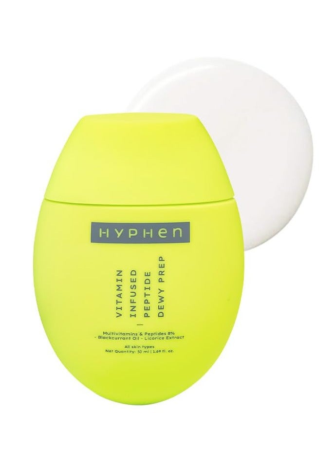HYPHEN Vitamin-Infused Peptide Dewy Prep 8% Multivitamins & Peptides Serum | Instant Dewy Glow & Hydration, UV Protection & Strengthens Skin Barrier | Lightweight, Non Greasy, Fragrance Free - 50ml - Image 1