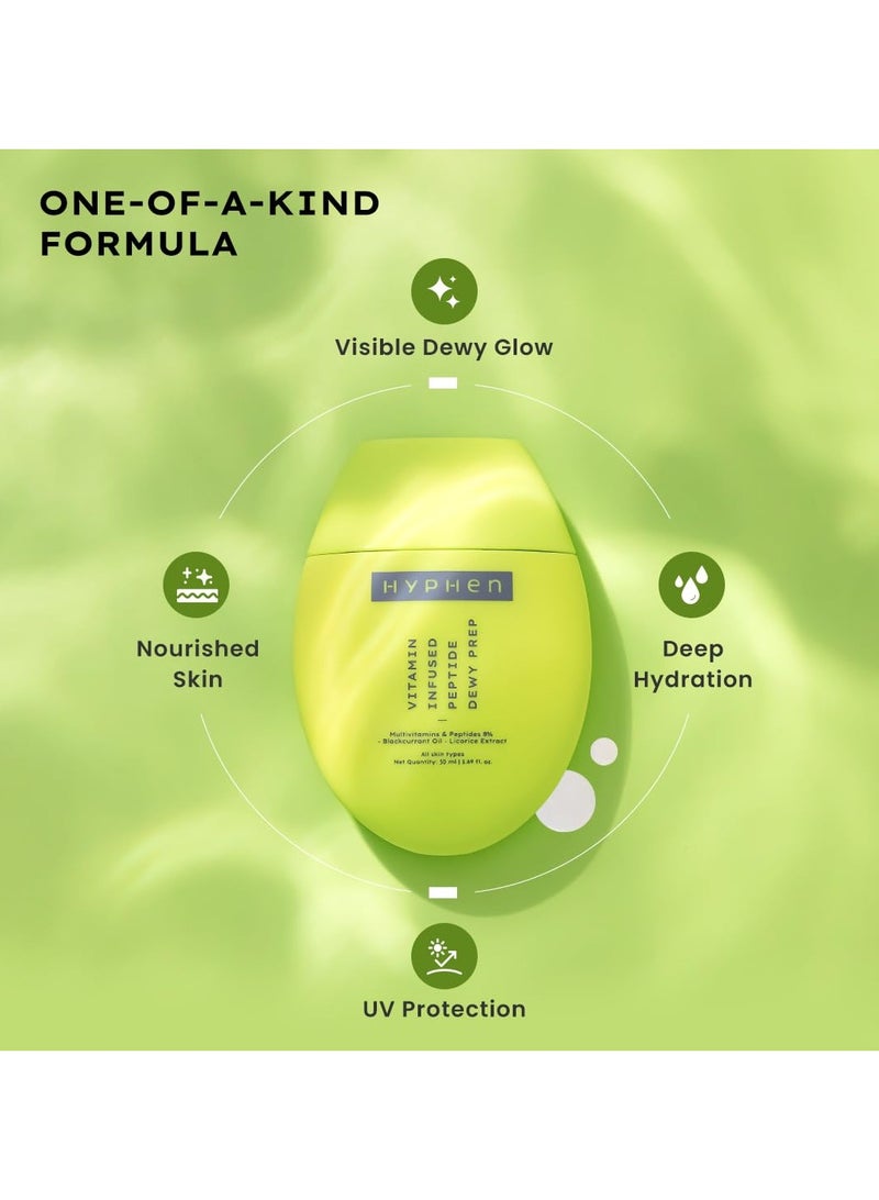 HYPHEN Vitamin-Infused Peptide Dewy Prep 8% Multivitamins & Peptides Serum | Instant Dewy Glow & Hydration, UV Protection & Strengthens Skin Barrier | Lightweight, Non Greasy, Fragrance Free - 50ml - Image 2