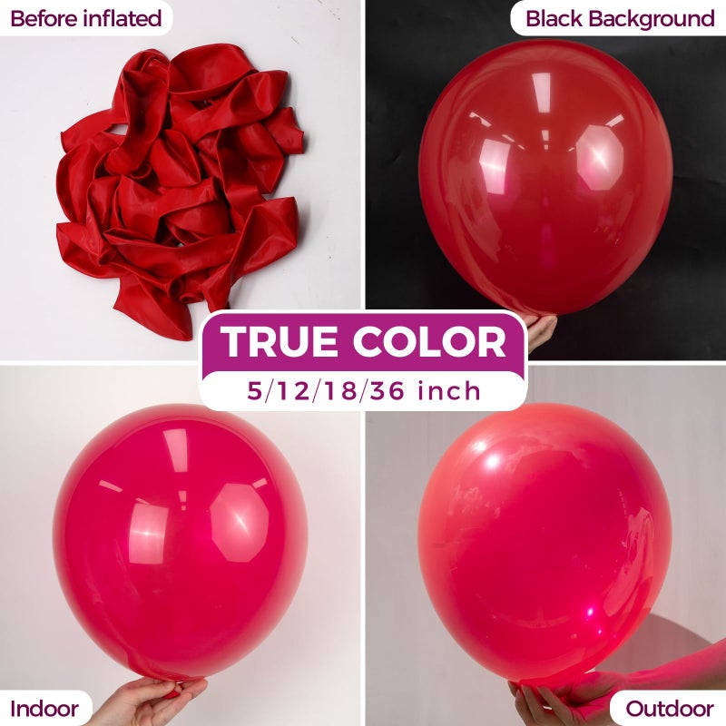 Bezente Red Balloons Latex Party Balloons - 150 Pack 5 inch Matte Red Helium Balloons for Christmas Wedding Anniversary New Year Birthday Party Decorations - Image 2