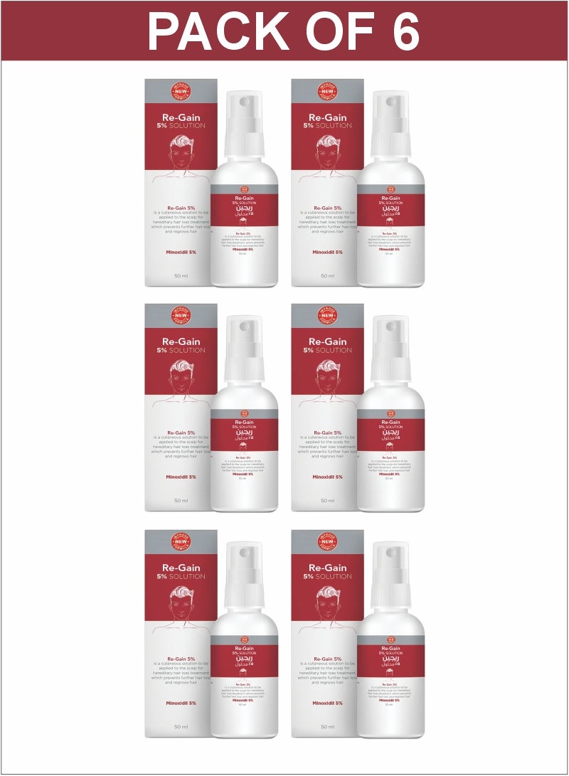 Top Pick Hair Regrowth Therapy by Re-Gain  – Minoxidil 5% 6 Months Supply (6 Bottles x 50ml)