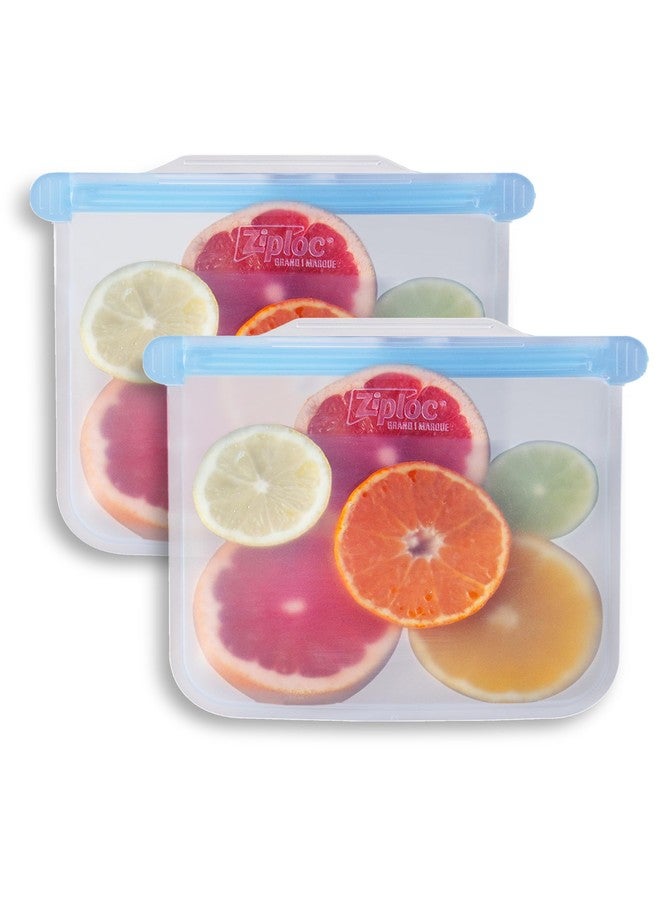 Ziploc Endurables Medium Pouch, 2 Cups, Reusable Silicone Bags and Food Storage Meal Prep Containers for Freezer, Oven, and Microwave, Dishwasher Safe, 2 Pack - Image 1