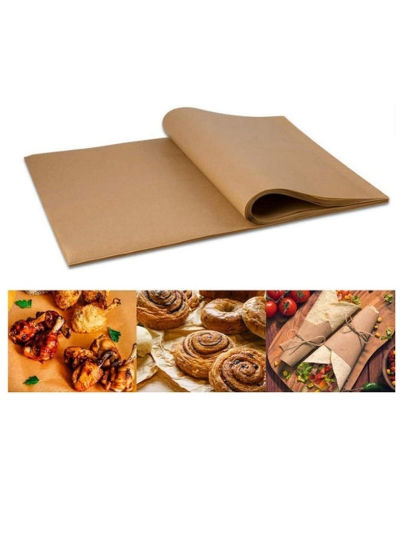 دايلي شيك 100 قطعة من ورق البرشمان للخبز، ورق البرشمان المقطوع مسبقًا غير اللاصق، مثالي للخبز والشواء والمقلاة الهوائية والخبز بالبخار وكعكة الكوب والكوكيز (بني، 30 × 40 سم) - Image 1