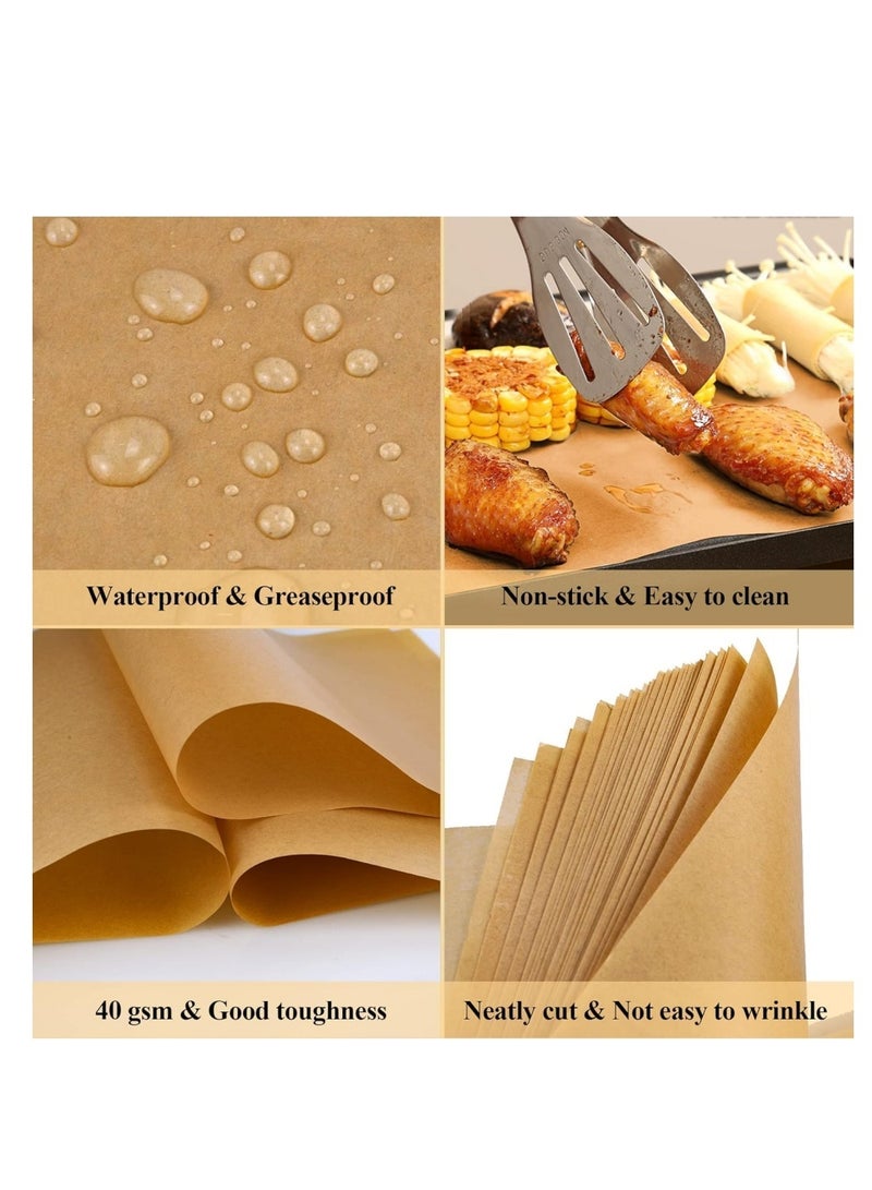 دايلي شيك 100 قطعة من ورق البرشمان للخبز، ورق البرشمان المقطوع مسبقًا غير اللاصق، مثالي للخبز والشواء والمقلاة الهوائية والخبز بالبخار وكعكة الكوب والكوكيز (بني، 30 × 40 سم) - Image 3