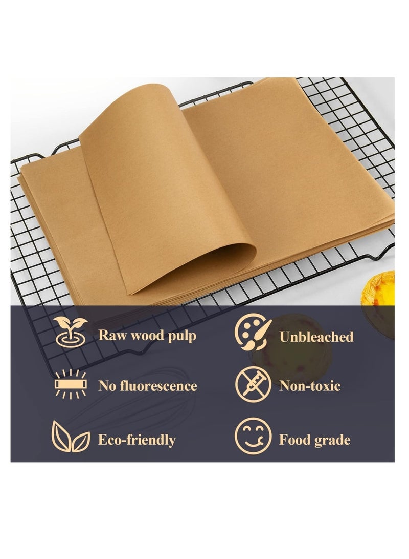 دايلي شيك 100 قطعة من ورق البرشمان للخبز، ورق البرشمان المقطوع مسبقًا غير اللاصق، مثالي للخبز والشواء والمقلاة الهوائية والخبز بالبخار وكعكة الكوب والكوكيز (بني، 30 × 40 سم) - Image 5