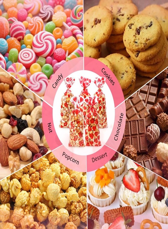 eowqeiur 100 PCS Valentines Cellophane Treat Bags(5x11 Inch) with Ties Plastic Valentine Goodie Candy CookieGifts Bags Bulk Pouches for Valentine's Party Favors Supplies Decorations Galentines Holiday Decor - Image 4