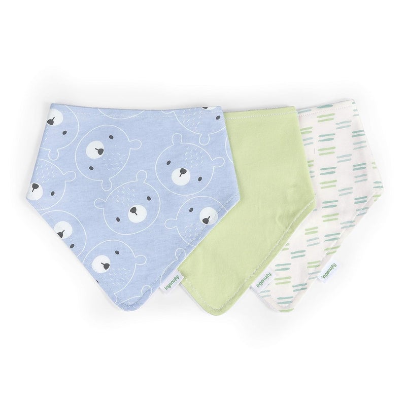 ingenuity Easy Eater 3Pack Baby Bandana Cotton Drool Bib for Eating or Teething  Kodi - Image 1